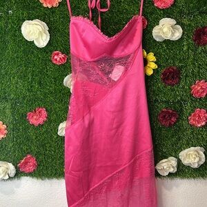 Vibrant Pink Lace Chemise